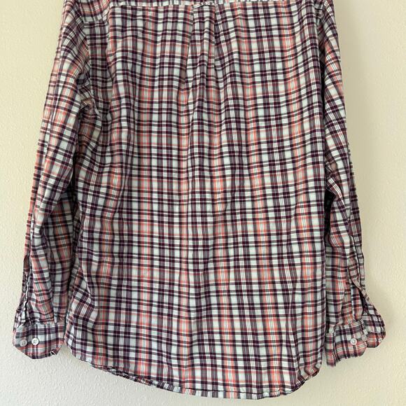 Le Tigre plaid button up collared shirt preppy causal classic multicolor shirt L - Picture 9 of 13